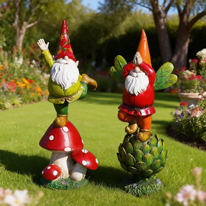 TZSSP Garden Gnome Statue - 12.2 Inch Outdoor Yoga Elf Dwarf with Wings, Hand-Painted Resin Meditation Decor, Weatherproof for Lawn Patio Garden, Unique Gift for Gardening Lovers