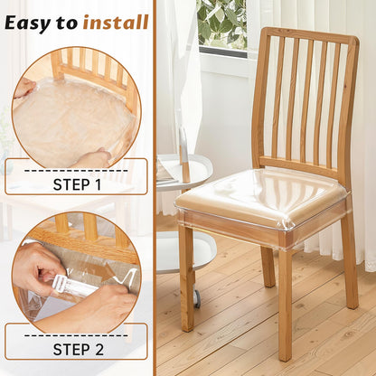 Zipcase [4 Pack Stain, Water and Kitty Scratch Resistant Dinning Chair Covers/slipcovers Chair Protector Waterproof PVC 19x17 inches Bigger Size with Adjustable Belt Strap for Most Chair, Set of 4