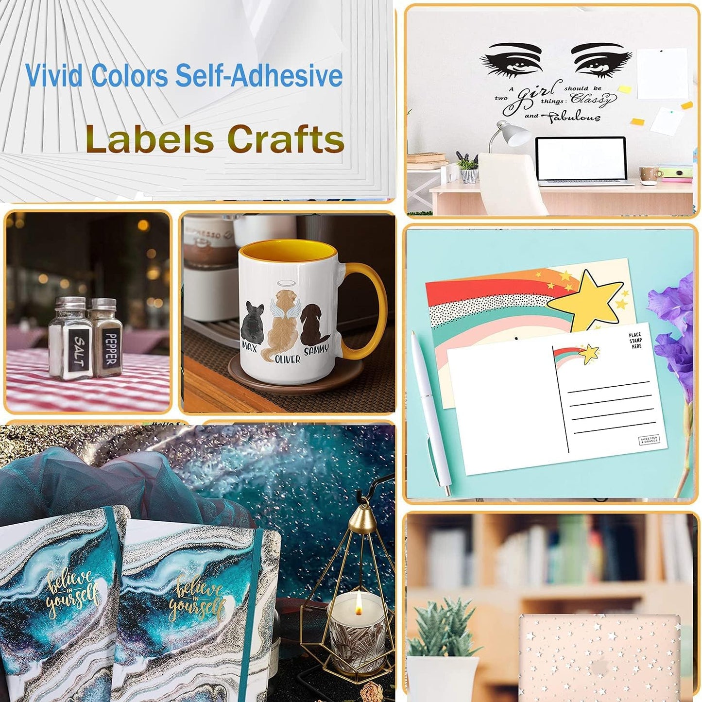 VIKDOOK Printable Vinyl Sticker Paper for Cricut Inkjet Printer Waterproof White Matte Vinyl Decal Paper for Cricut Sheet Size 8.5” X 11”