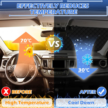 Tevlaphee Windshield Cover for Ice and Snow, Windshield Snow Cover, Magnetic, Car Windshield Snow Cover, Against Snow, Ice, Frost, Dust, Sun, Fits Most Cars Trucks Vans Suvs, 197 * 128cm (Silver-2)