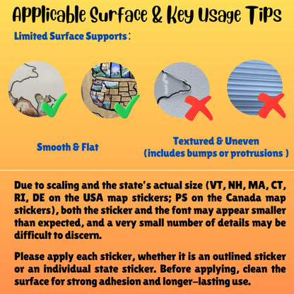ACIMONE RV State Travel Map Sticker, 11 ⅘“ x 15 ¾” Visited States & Provinces Sticker Decals for Outdoors & Indoors- Road Trip Map of USA & Canada - Waterproof, Fade-Resistant, for Door or Wall