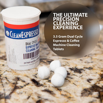 CleanEspresso - 3.5 g Dual Cycle Espresso Machine Cleaning Tablets for Jura Espresso Machines - 25 Jura Cleaning Tablets - Coffee Maker Accessories