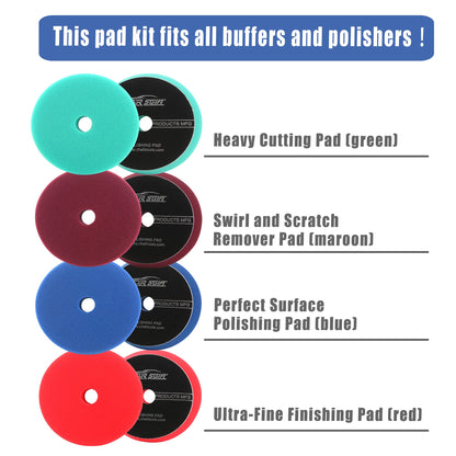 CAR'S GIFT 5" polishing Pads,for DA or Rotary polishing and Air Polisher,4 Grits from coarse to fine, Meet Your Different polishing Needs(4Items)