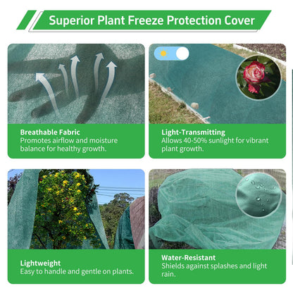 Plant Covers Freeze Protection, 10x50ft Green Frost Blanket for Winter, 1.23 oz/yd² Fabric, Premium Frost Protection Cover, Breathable Garden Row Covers for Outdoor Plants