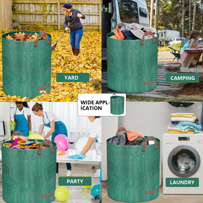 Doubleggs Reusable Yard Waste Bags, 72 Gallon Lawn and Leaf Bags 4 Pack with Reinforced Handles and Gardening Gloves, Heavy Duty Standable Garden Waste Bags for Leaves, Grass, Camping, Recycling