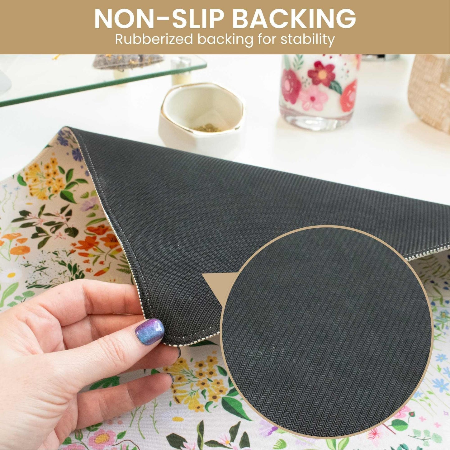 bloom daily planners Desk Pad Mat - XL Extended Mouse Pad with Rubber Base, Sewn Stitched Edges - Large Keyboard Mouse Mat for Work, Game, Office, Home (15.5" x 35”) - Floral Garden Party