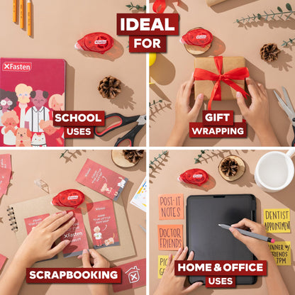 XFasten Double Sided Adhesive Scrapbook Runner Tape Roller, 0.3-inch by 360-Inch, 8-Pack, Permanent Adhesive Dots Roller Applicator, Acid-Free and Archival Safe Scrapbooking Tape