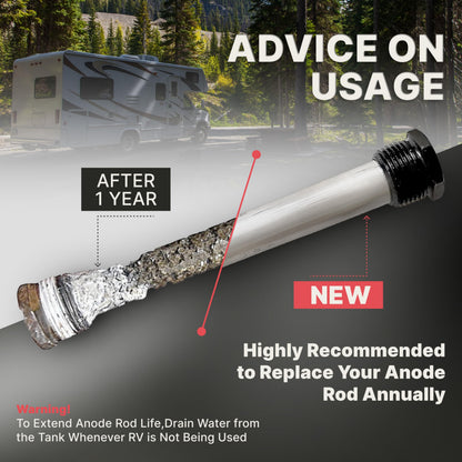 Anode RV Water Heater Set of 2 - Camper Anode Rod 3/4'' Thread - Magnesium Rod Compatible With Mor-Flo and Suburban Tanks