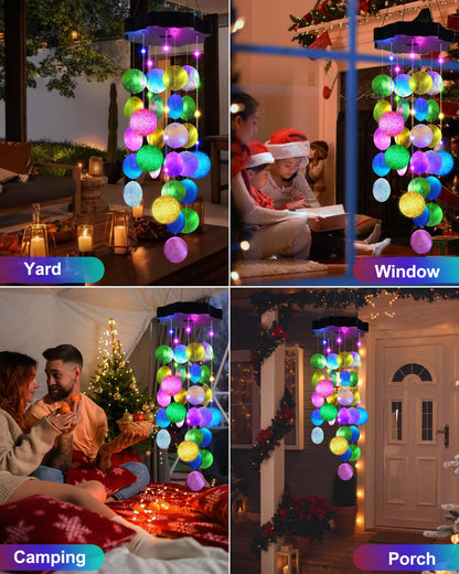 Toodour Solar Wind Chimes for Outside, Hanging Pastel Lights with 2 Modes, Waterproof Shells Light Gifts for Mom Grandma Wife, LED Outside Decorative Mobile Lights for Garden Yard Patio Outdoor Decor