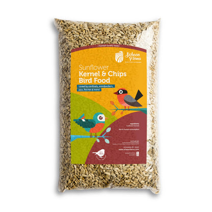 Schoen Farms Sunflower Kernels & Chips – 5 lb Bag – Hulled Sunflower Hearts Bird Seed – No-Mess Wild Bird Food for Finches, Chickadees & Nuthatches – Grown in Canada