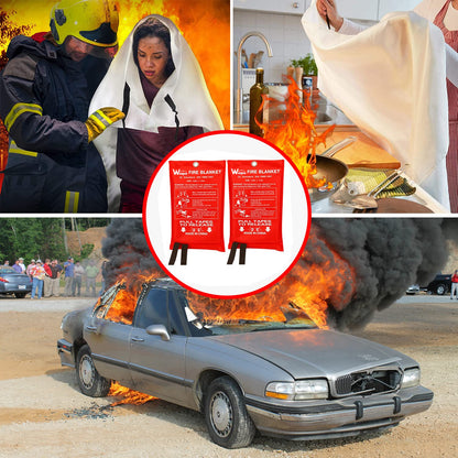 Wucgea Fire Blanket for Home and Kitchen - 5 Pack Fiberglass Reusable Fire Blankets Suppression Emergency for School Fireplace Grill Car Office Garage Welding Warehouse Safety 3.3ft x 3.3ft