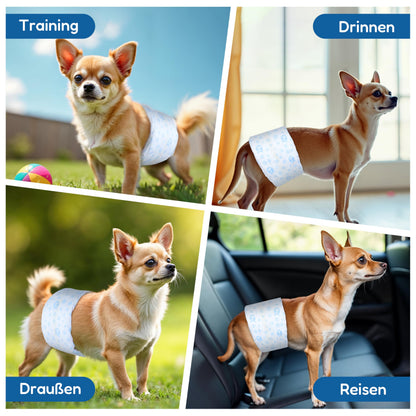 ScratchMe Disposable Male Dog Diaper, Super Absorbent and Leak-Proof Fit, Excitable Urination or Incontinence, 40 Count, Small, White