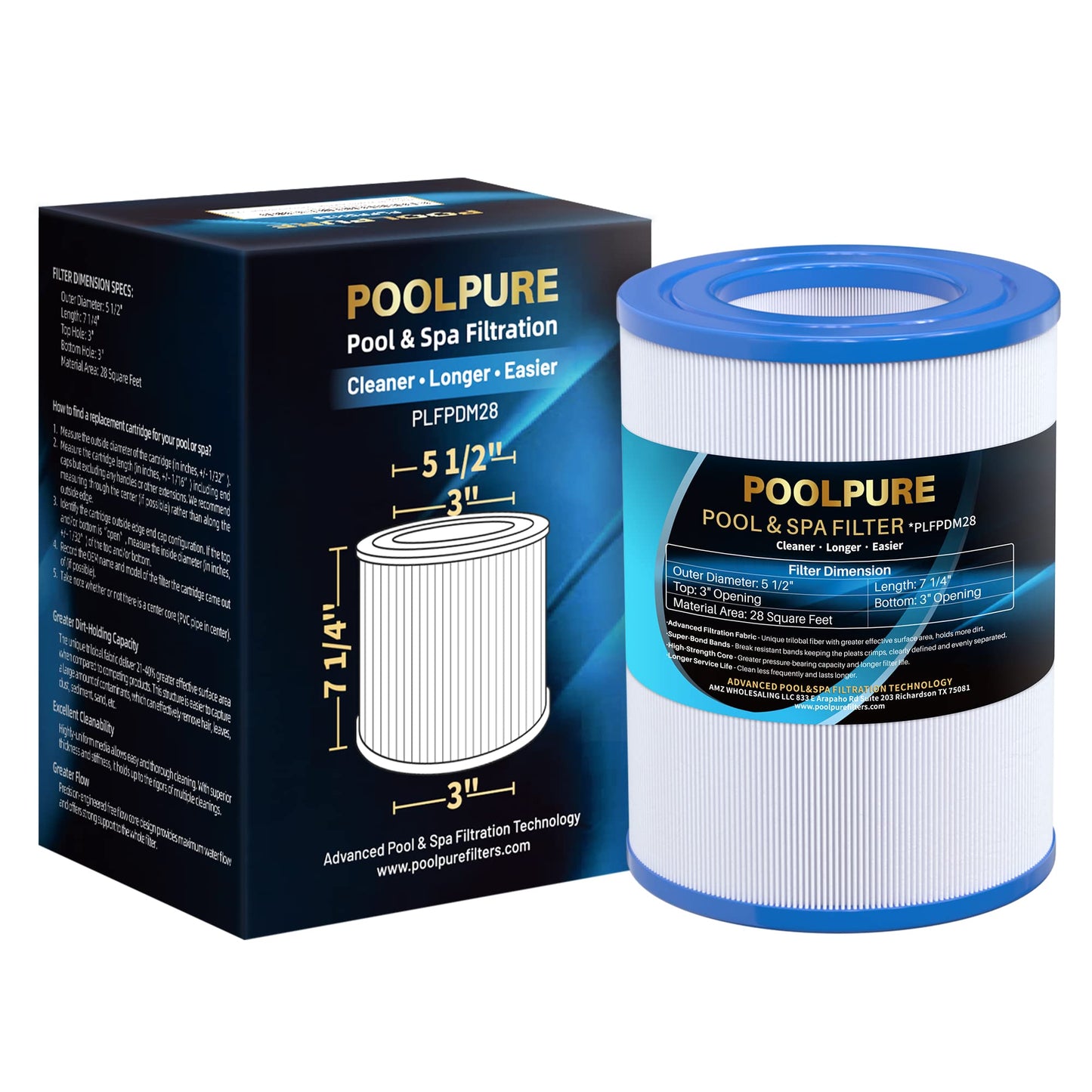 POOLPURE PDM28 Spa Filter Replaces Aquarest Dream Maker 461273 Hot Tub Filter (Pack of 1)