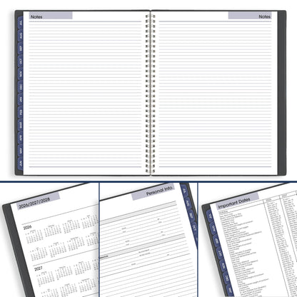 AT-A-GLANCE Planner 2026-2027 Weekly & Monthly Academic 12-Month July-June Quarter-Hourly Appointment Book, 8-1/2" x 11", DayMinder, Charcoal (AYC52045)