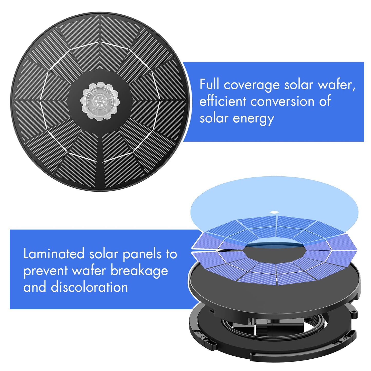 AISITIN 3.5W Solar Fountain Pump for Water Feature Outdoor DIY Solar Bird Bath Fountain with Multiple Nozzles, Solar Powered Water Fountain for Garden, Ponds, Fish Tank and Aquarium