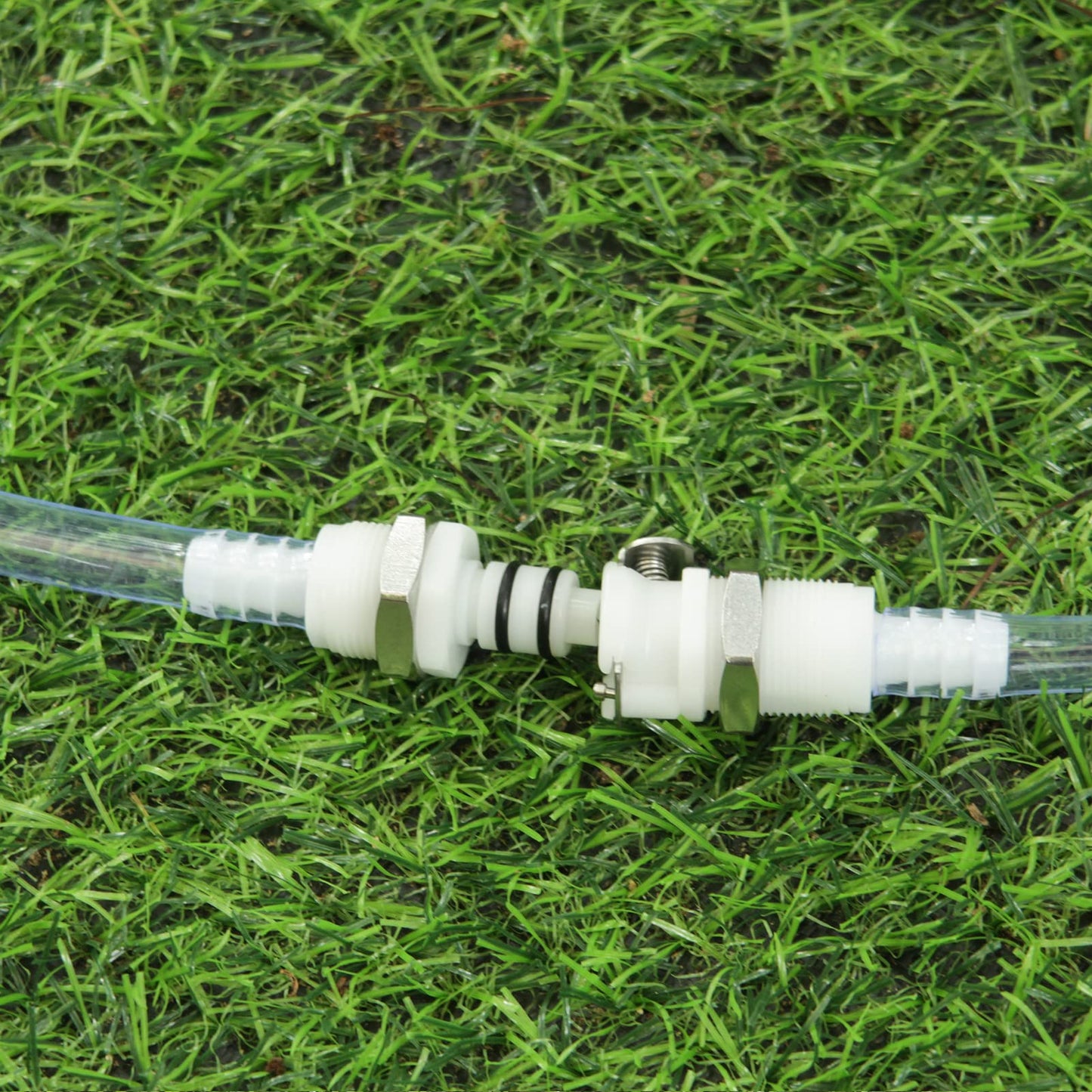 BBTUS 2PCS 1/4" 3/8" 5/16" Plastic Tube in-line Hose Quick Connector with Shut-Off valve, Panel Mounting Quick Release Coupling, Male Quick Connect Barbed Fittings (2x Male Connector)