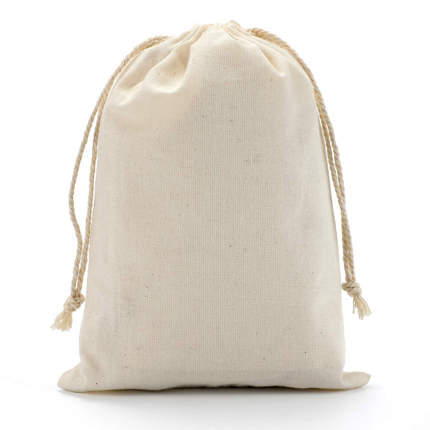Cotton Drawstring Bags, EcoFriendly Muslin Gift Pouches (5 by 7 Inch) for Party Favors, Unbleached Sachet Fabric Cloth (50 Pieces)