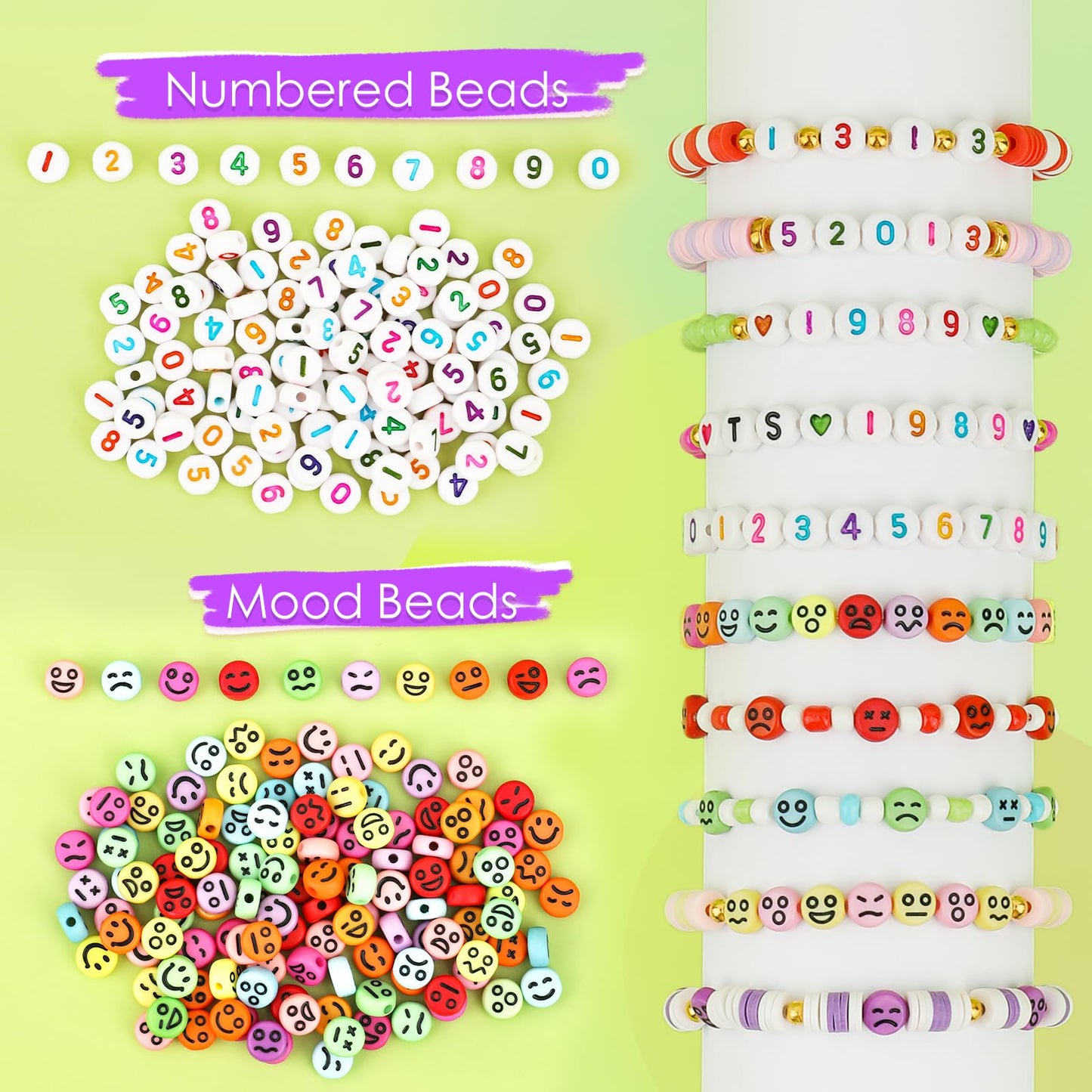 5500pcs Bracelet Making Kit,4 mm Glass Seed Beads and Letter Alphabet,Expression beads, number beads and other Craft Beads, For friendship bracelets, necklaces, key chains