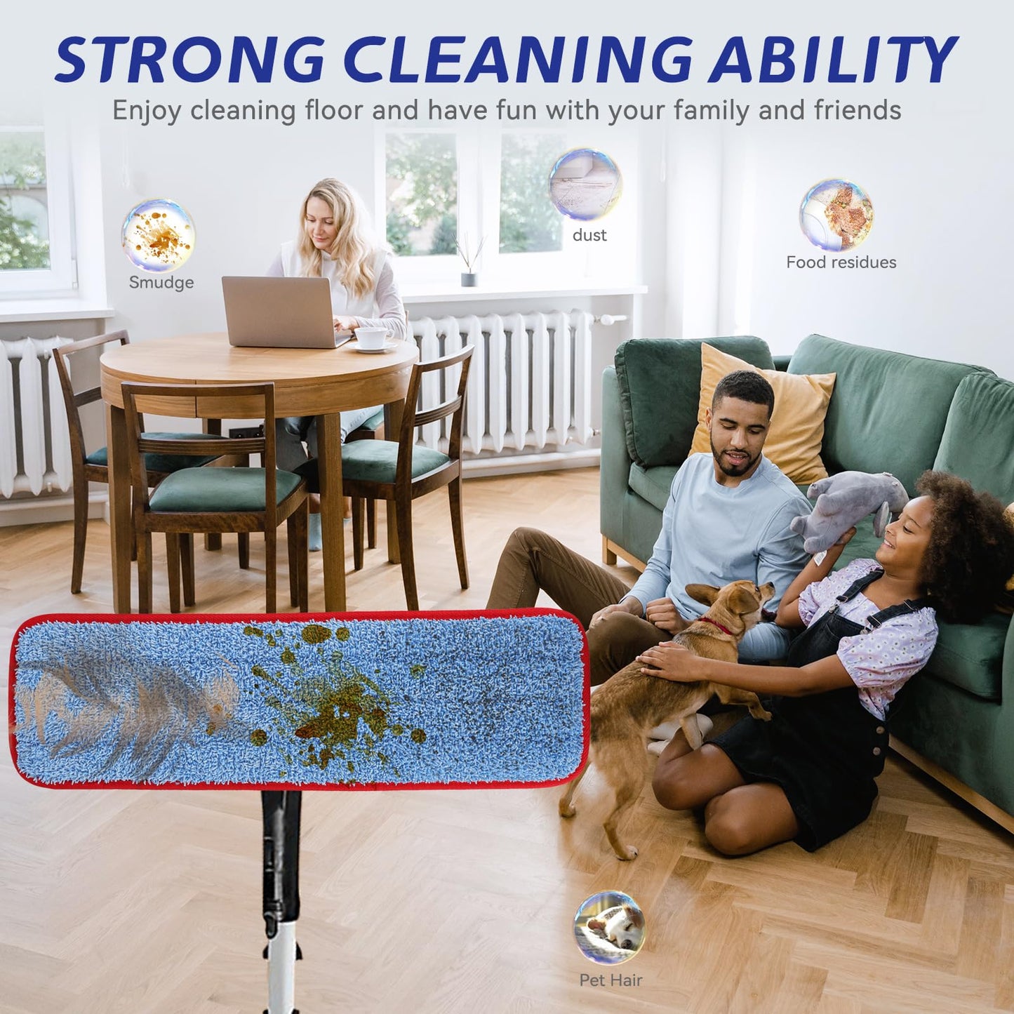 BeiLan Microfiber Mop Pads - 10 Pack Reusable Wet & Dry Cleaning Refills for 18" & 17" Mops, Compatible with Rubbermaid Commercial & Any Microfiber Flat Mop System, Safe on All Floor Types