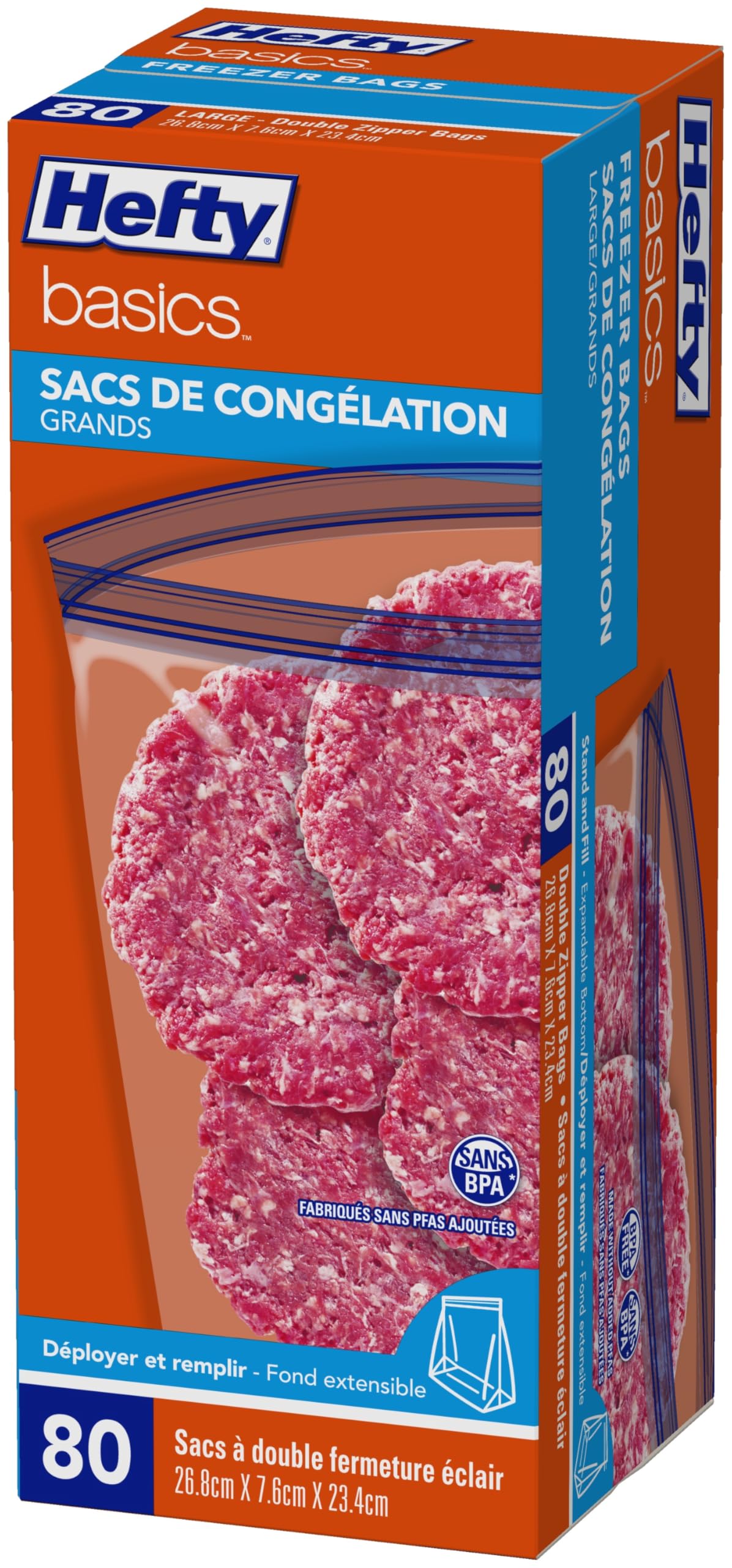 Hefty Basics Freezer Bags/Food Bags Large 80-count