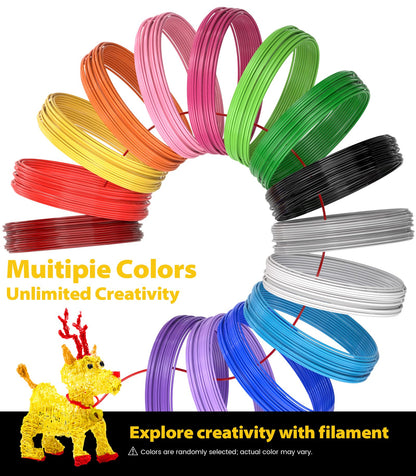 3D Pen Filament Refills 15 Colors, Each Color 16 Feet Total 240 Feet, 1.75 mm Pla Filament Comes with 2 Finger Caps & Copybook,3D Printing Pen Filament Refills Compatible with Mynt3d,scrib3d 3D Pen