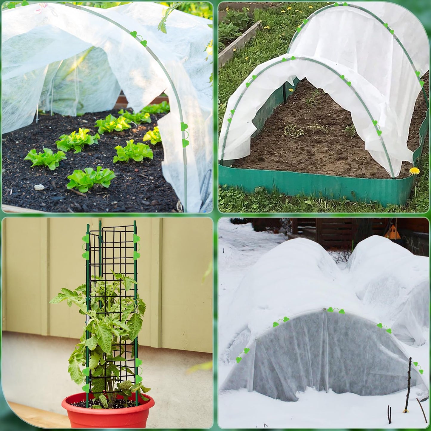 3x10M Plant Cover Freeze Protection Garden Hoops Kit for Winter, Fabric Floating Row Cover Frost Cloth Outdoor Plant Blanket for Frost Snow Protection, Greenhouse Garden Tunnel Hoops for Raised Beds