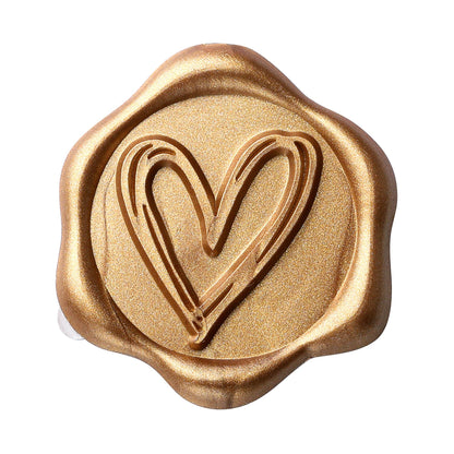 Yoption Bronze Gold Heart Wax Seal Stickers, 50 Pack, Waterproof, Retro, Heart Stickers for Wedding Invitations, Party Invitations, Cards, Gift Wrapping, Envelopes