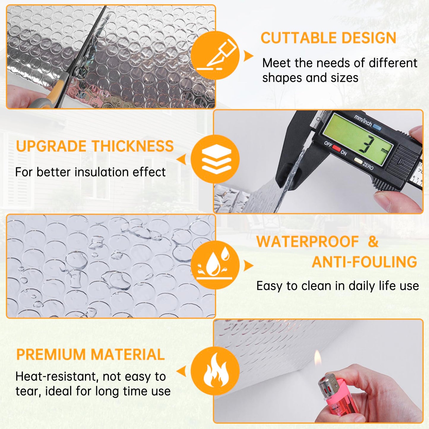 Reflective Foil Insulation, Double Reflective Bubble Insulation Sheet, Aluminum Foil Bubble Shield, Radiant Barrier Roll for RV Windows Weatherproofing (23.6''x 20Ft)