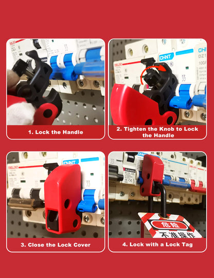 10Pcs Circuit Breaker Lockout Device, Lockout Tagout Kit Clamp On Lock Set Kit for Industrial Chemical Power Loto Station Lock Out Tag Out Set