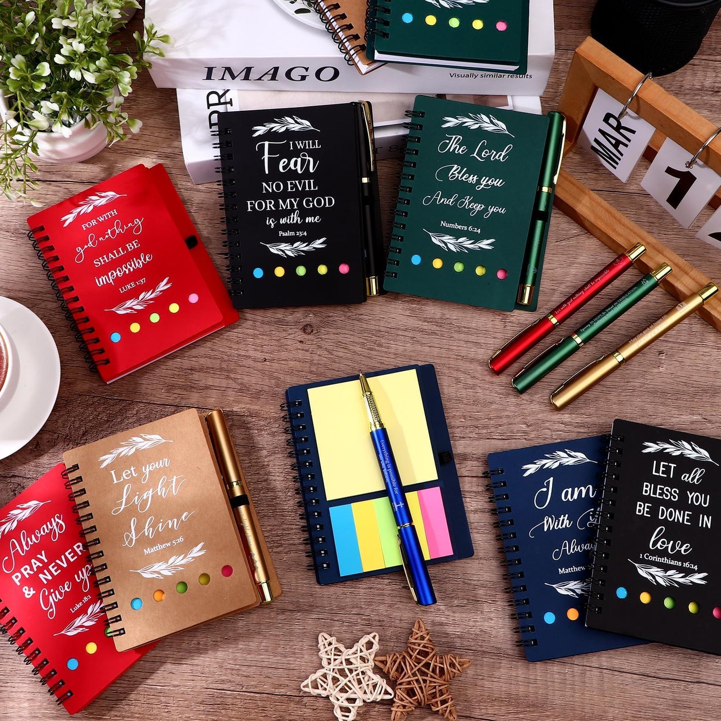 10 Set Christian Gifts Bulk Spiral Religious Notebook with Sticky Notes and Bible Verse Ballpoint Pen Scripture Journal Church Prayer Notepad Clergy Appreciation for Pastor Employee Sunday School