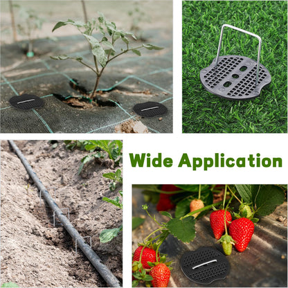 201 Pcs Garden Stakes Staples Kit, 100 Pcs 6 Inch U Shaped Landscape Staples with 100 Pcs Gaskets and 1 Pcs Pick Hook, Galvanized Ground Stakes for Weed Barrier Fabric, Ground Cover, Holding Fence