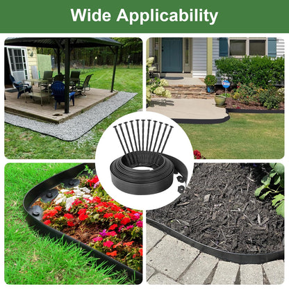 40Ft Garden Edging Border 2-inch Height with 40 Pcs 6-inch Plastic Stakes Landscape Edging Border Paver Edging Kit for Lawn, Yard, Flower Beds