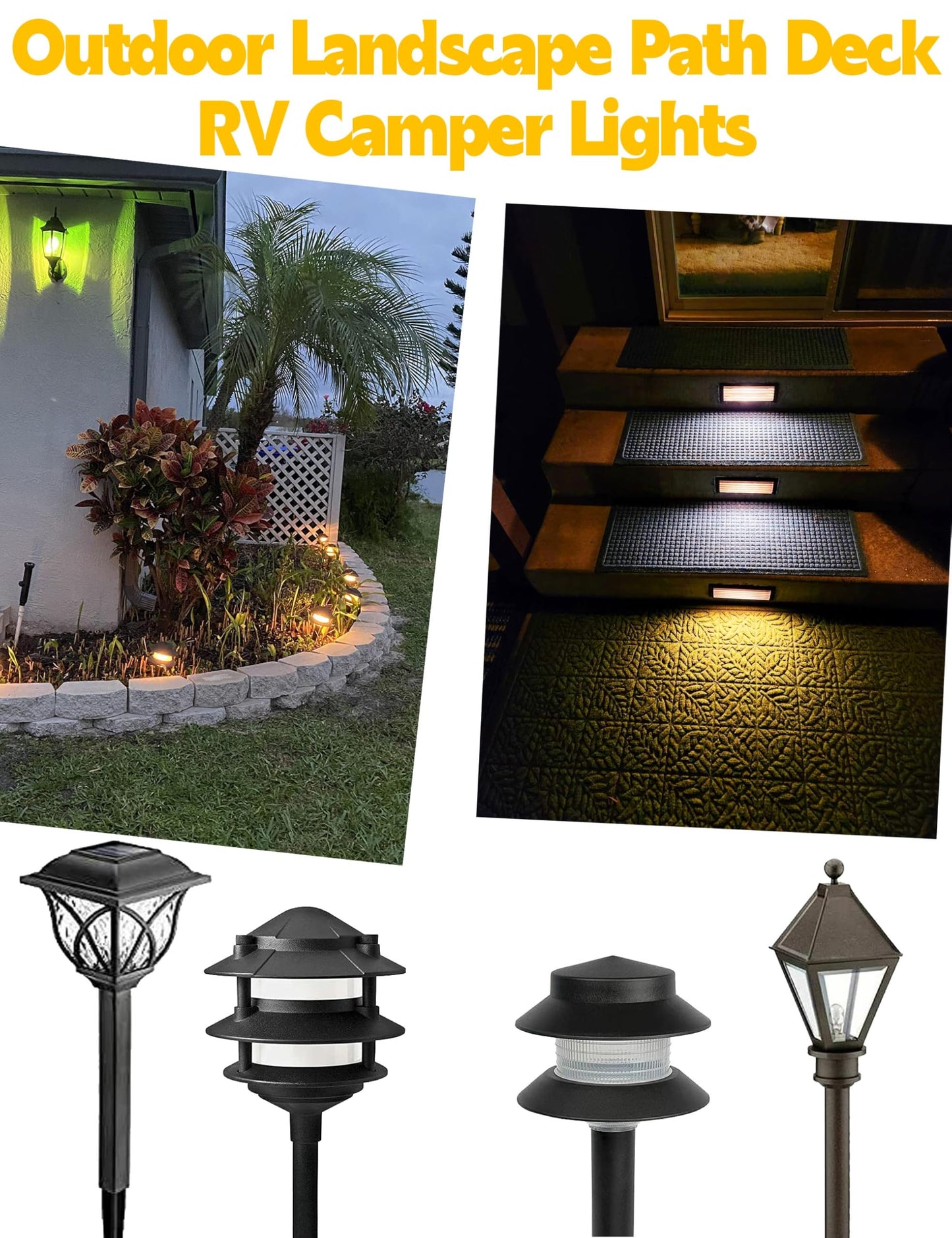 T5 T10 Wedge Base LED Landscape Bulbs 12V Low Voltage 2W 300lm, DC10-30V/AC12-24V 2700K Warm White for Outdoor Landscape Path Deck RV Camper Lights, 10 Pack