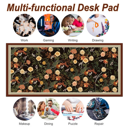 Desk Pad, ZAXOXAZ PU Leather Desk Pad Protector, 31.5" x 15.7" XXL Large Extended Flowers Mouse Pad, Big Desk Mat Floral Desk Blotter, Waterproof Desk Writing Pad for Office and Home