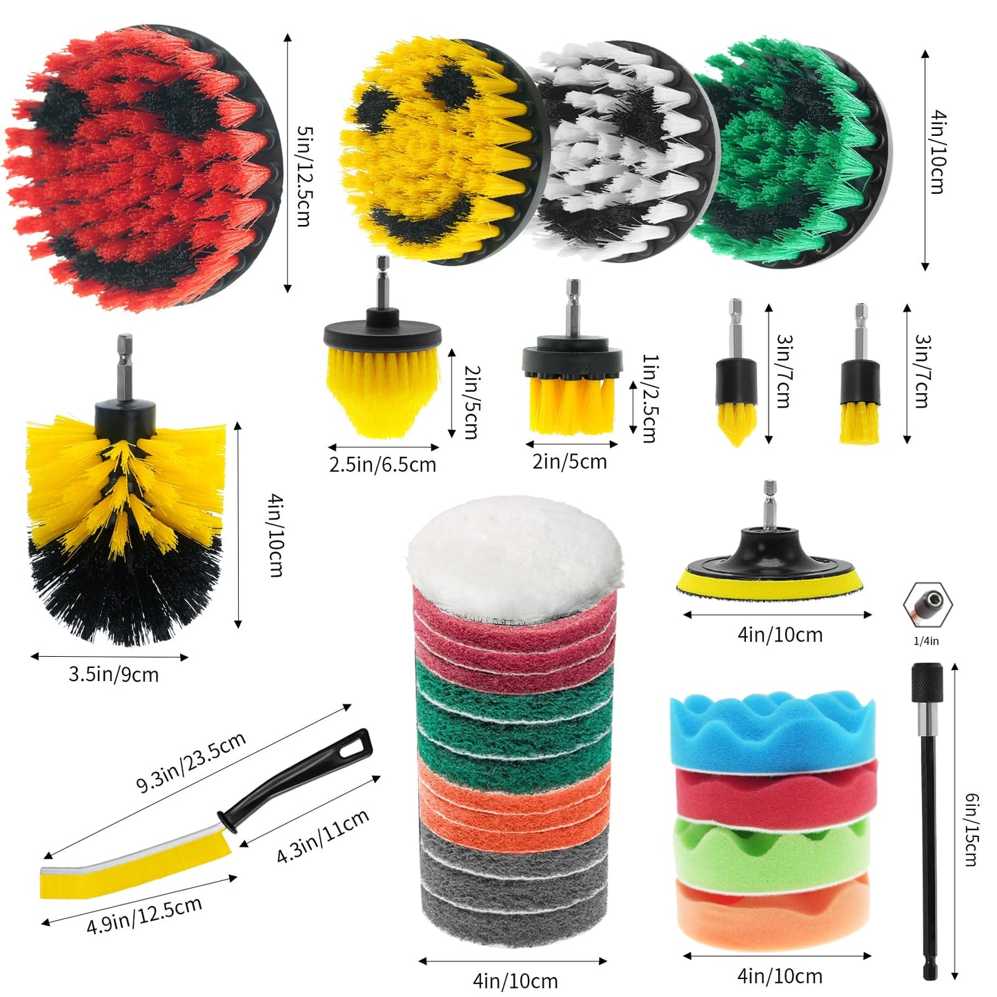 TOWBRUS 32 Pack Drill Brush Attachments for Cleaning, Crevice Cleaning Brush for Home, Bathroom, Car, Kitchen, Tight Corners, Stubborn Stains, Efficient Grime Removal, Ideal for Hard-to-Reach Areas