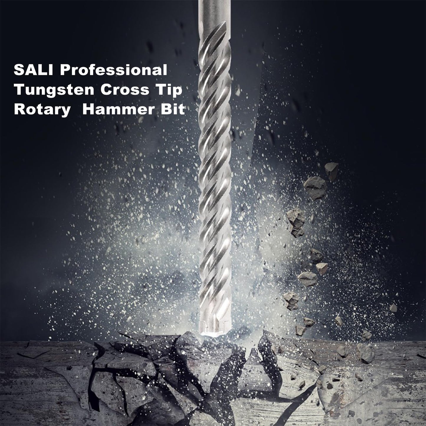 SALI 10PCS 5/32"*6" SDS Plus Rotary Hammer Drill Bit Concrete Drill Bit Kit Cross-Type Double Thread Carbide Material Suitable for Concrete, Brick, Cement Walls, Stone, Hammer Drill Bits for Concrete