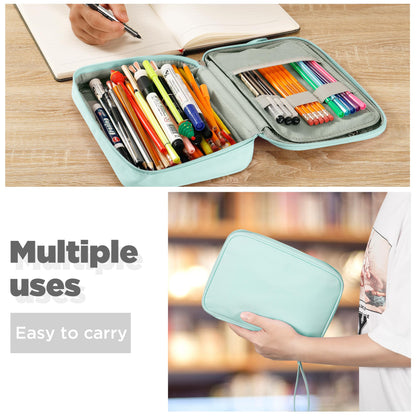 Zannaki Big Capacity Storage Pouch Marker Pen Pencil Case Simple Stationery Bag Holder for Bullet Journal Middle High School Office College Student Girl Women Adult Teen (Mintgreen)