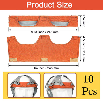 Awaiymi 10Pcs Hard Hat Sweatband Washable, Cotton Hard Hat Liner,Reusable Hard Hat Accessories, Antiperspirant Belt Air Cushion Sweatband Helmet Comforter Pad, Orange