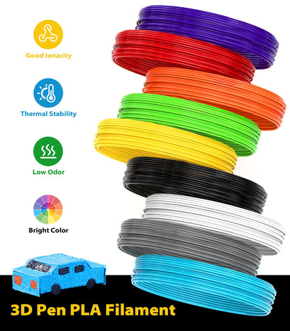 3D Pen Filament Refills 15 Colors, Each Color 16 Feet Total 240 Feet, 1.75 mm Pla Filament Comes with 2 Finger Caps & Copybook,3D Printing Pen Filament Refills Compatible with Mynt3d,scrib3d 3D Pen