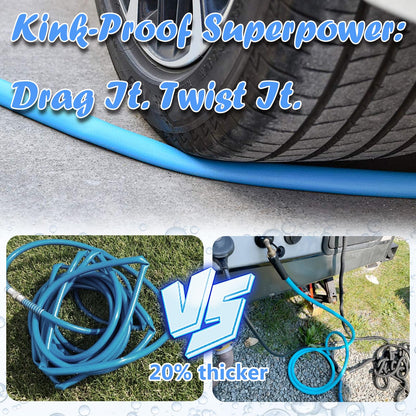Cupohus RV Drinking Water Hose 10FT with Storage Strap, Anti-Kink 5/8''ID Premium Fresh Water Hose for RV, Marine, Camper, Truck, Car, Garden