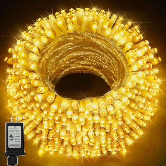 Christmas String Lights, 98FT 300 LEDs Indoor Outdoor Fairy Lights 8 Flashing Modes with End-to-End Plug, Waterproof Fairy Lights for Bedroom Wall Wedding Party Decorations - (Warm White)
