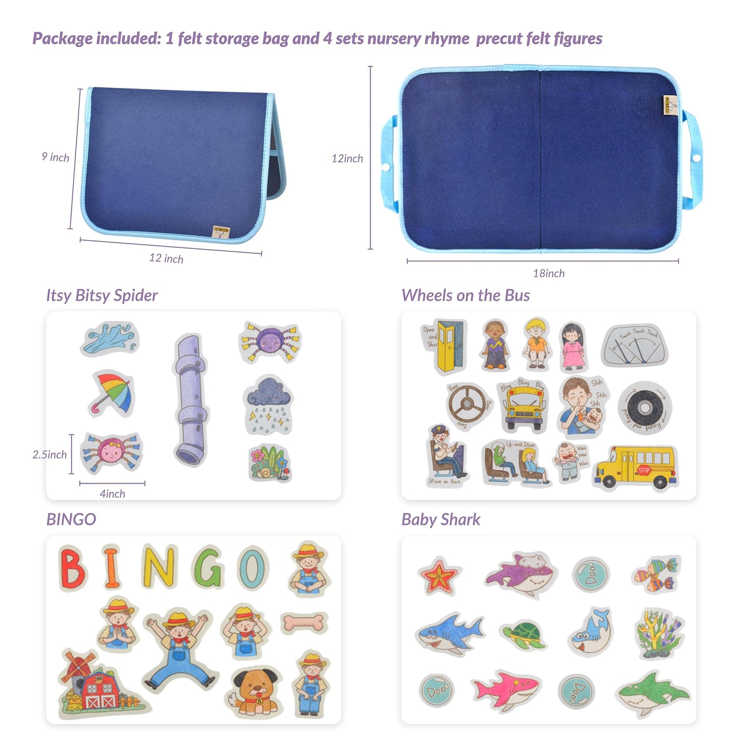 CHEFAN Felt Story Board, Precut Flannel Board Story Piece, Wheels on The Bus, Felt Piece for Preschol Toddlers