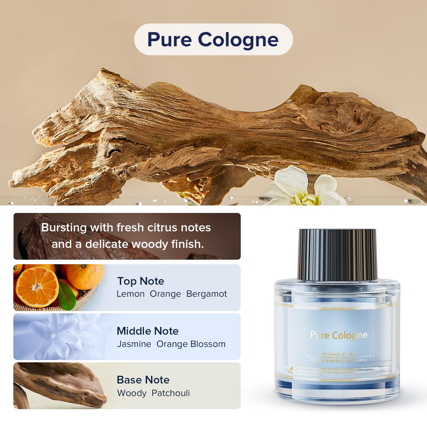 Ceeniu Car Air Fresheners - F26/CF12/F39 Car Perfume Refill 45ml - Pure Cologne Scent - Natural Plant Extracts - Long Lasting - 0% Alcohol 0 Additives