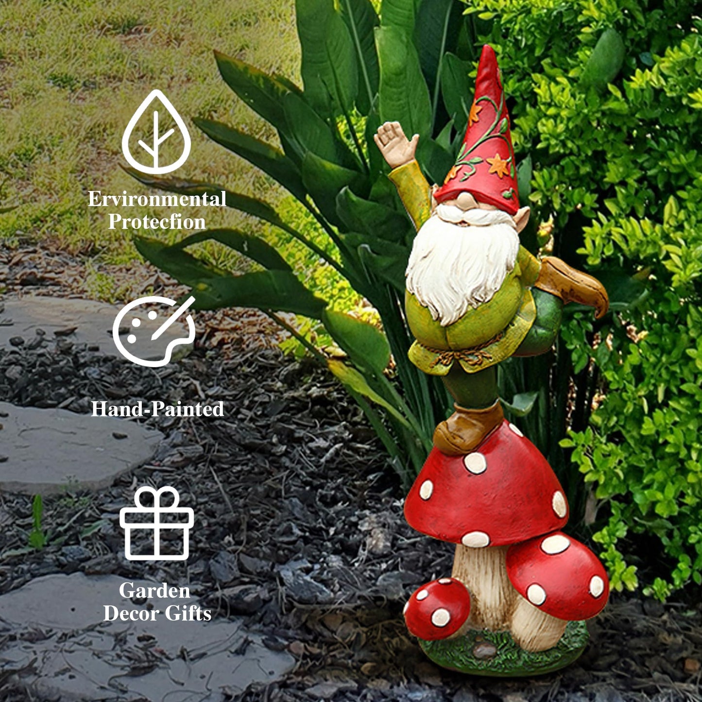 TZSSP Garden Gnome Statue - 12.2 Inch Outdoor Yoga Elf Dwarf with Wings, Hand-Painted Resin Meditation Decor, Weatherproof for Lawn Patio Garden, Unique Gift for Gardening Lovers
