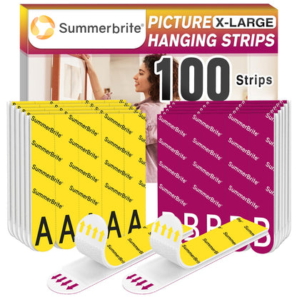 Picture Hanging Strips Heavy Duty XL 50 Pairs/100Strips, Damage Free Hanging Picture Hangers, Removable Adhesive Hook and Loop Wall Strips, Frame Stickers No Nails for Home Decor Wall Posters