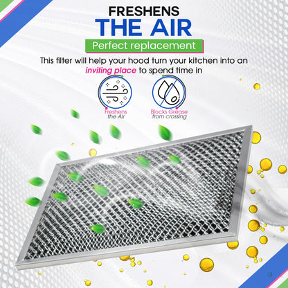 Stove Hood Vent Filter 10.5" x 8.8" 41F 97007696 Fit's Nutone & Broan Range Hood Filter Replacement for Ductless Exhaust Fan - Mesh Screen Filters Grease & Carbon Freshens Kitchen Oven Air (2-Pack)