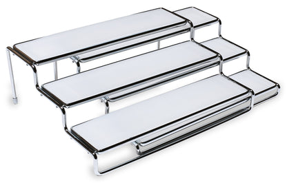 Deco Brothers Spice Rack 3 Tier Expandable Cabinet Spice Organizer Step Shelf Organizer, Chrome