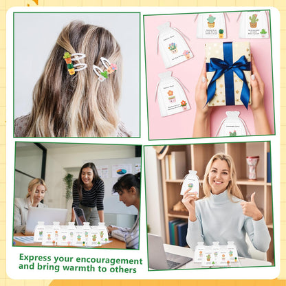 60 Sets Employee Appreciation Gifts Bulk for Coworkers Resin Flower Pot Inspirational Cards Commendable Cactus Flower Succulent Thank You Gift for Coworkers Employee Team Teacher Office Appreciation