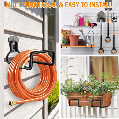 2 Pcs Metal Garden Hose Holder, Heavy Duty Hose Hanger Hose Reel Wall Mounted Water Hose Hooks for Water Hose, Extension Cords