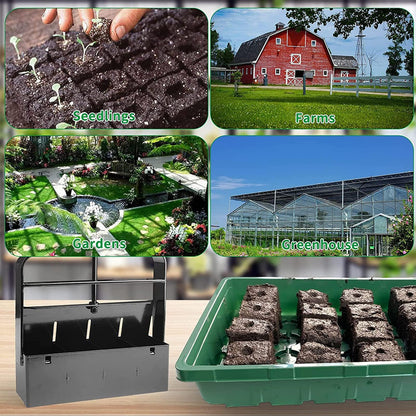 Soil Blocker with Comfortable Handle, 4 Cell Soil Block Maker 2 Inch Mold Blocking Tool for Seed Starting Germination, Grow Seedling No Transplant Shock